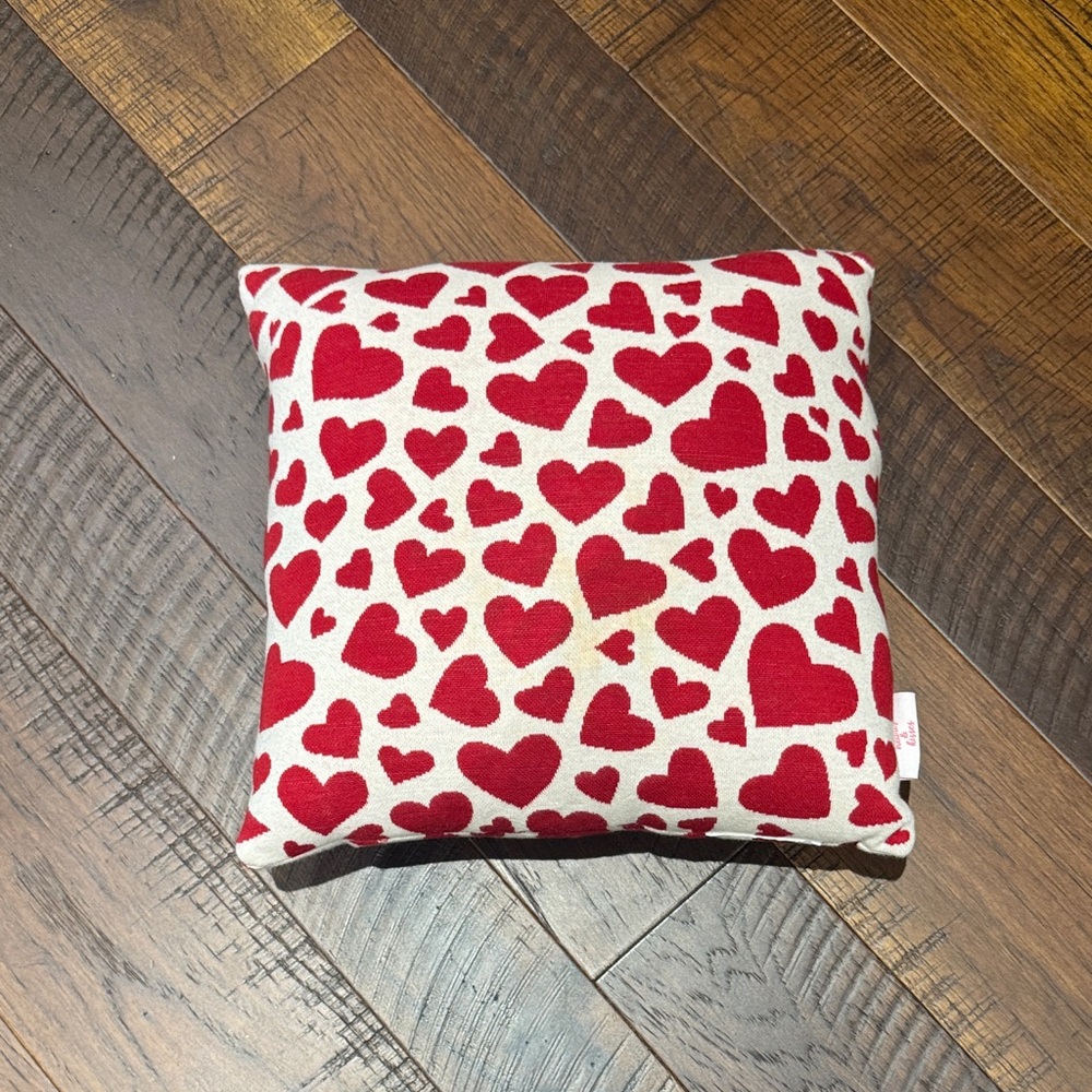 Red Heart Patterned Pillow